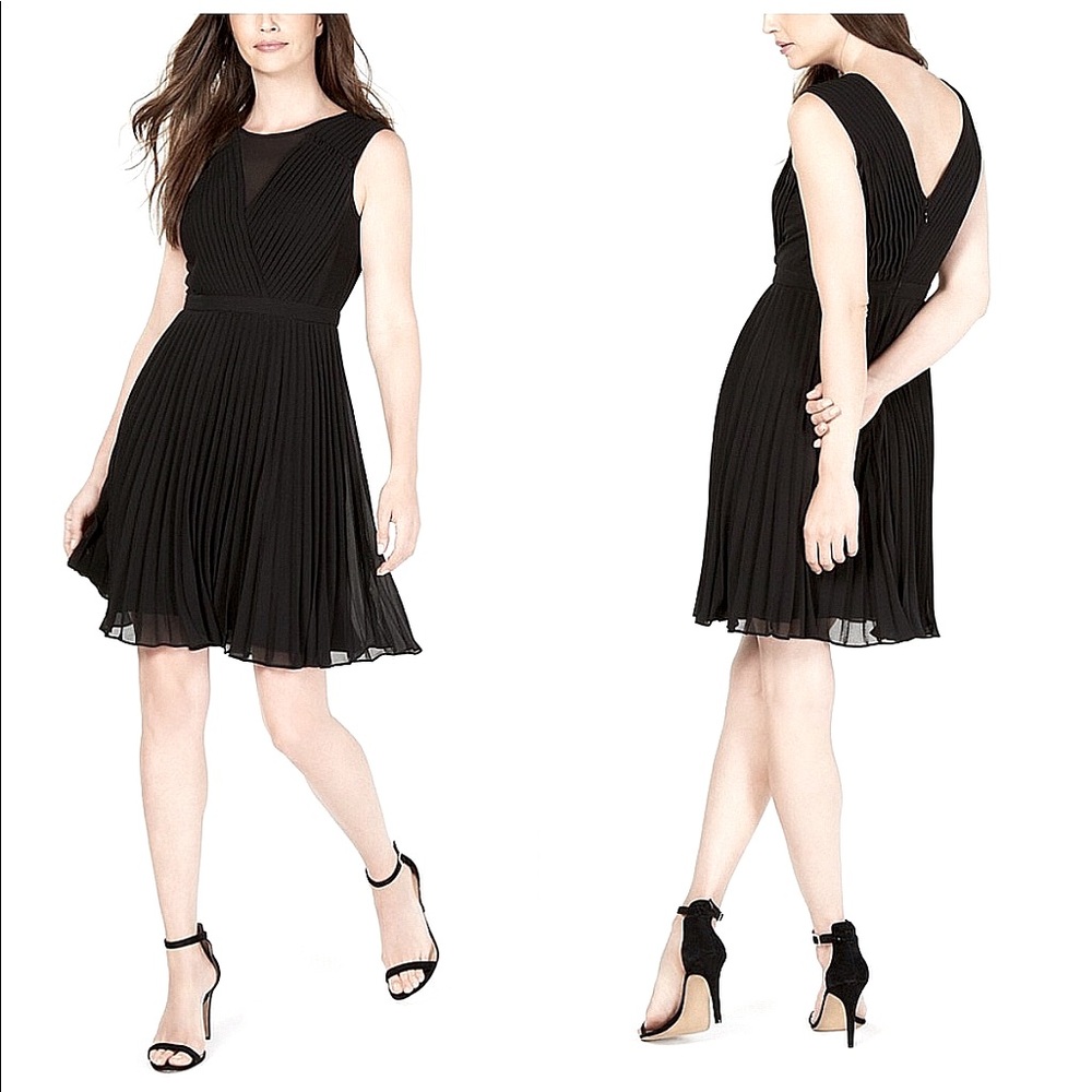 No-wrinkle Pleated Fit & Flare Dress. Anne Klein